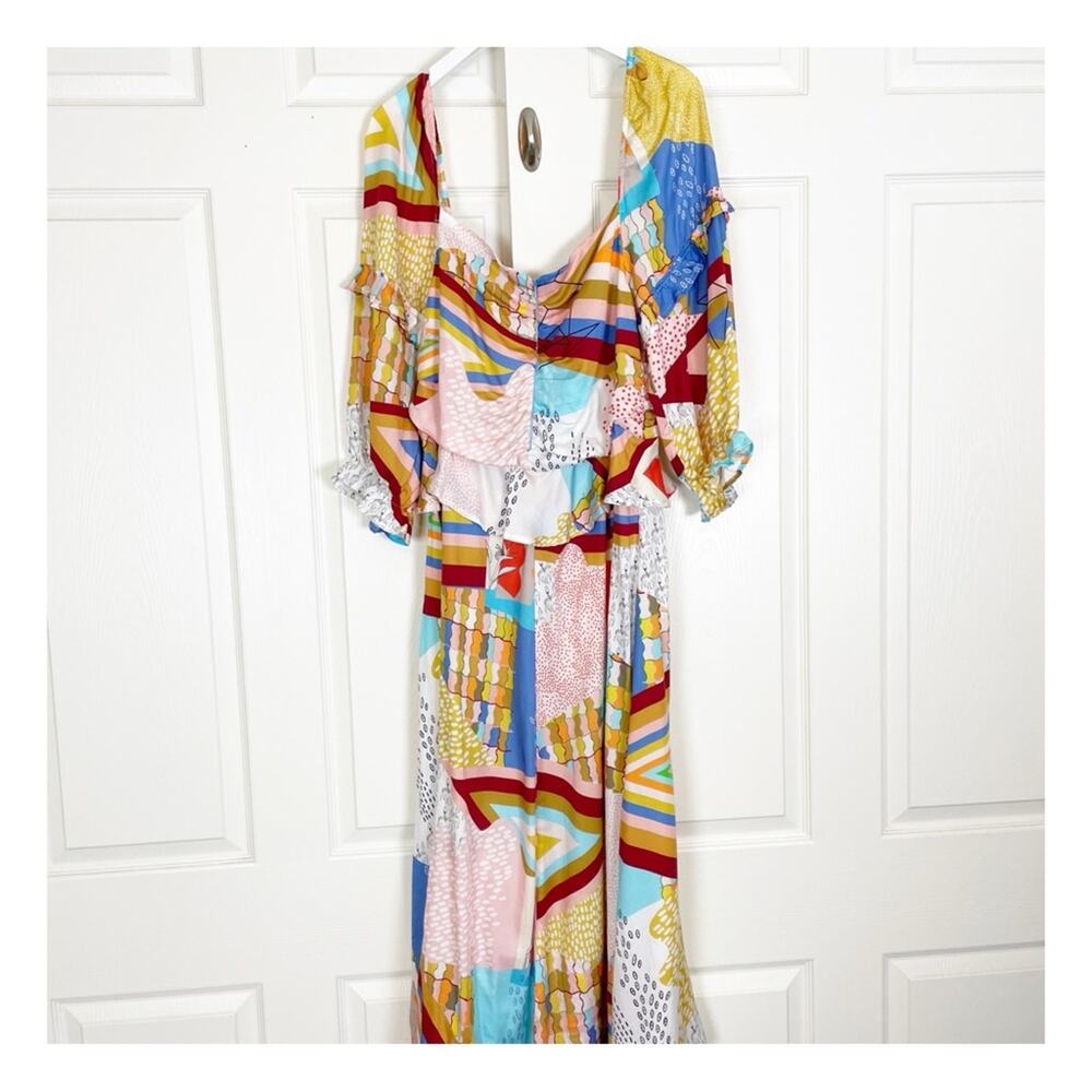 Anthropologie x Asha Eleven Soma Portals Colorful Geo Print Maxi Dress NWT Sz L - Picture 7 of 12
